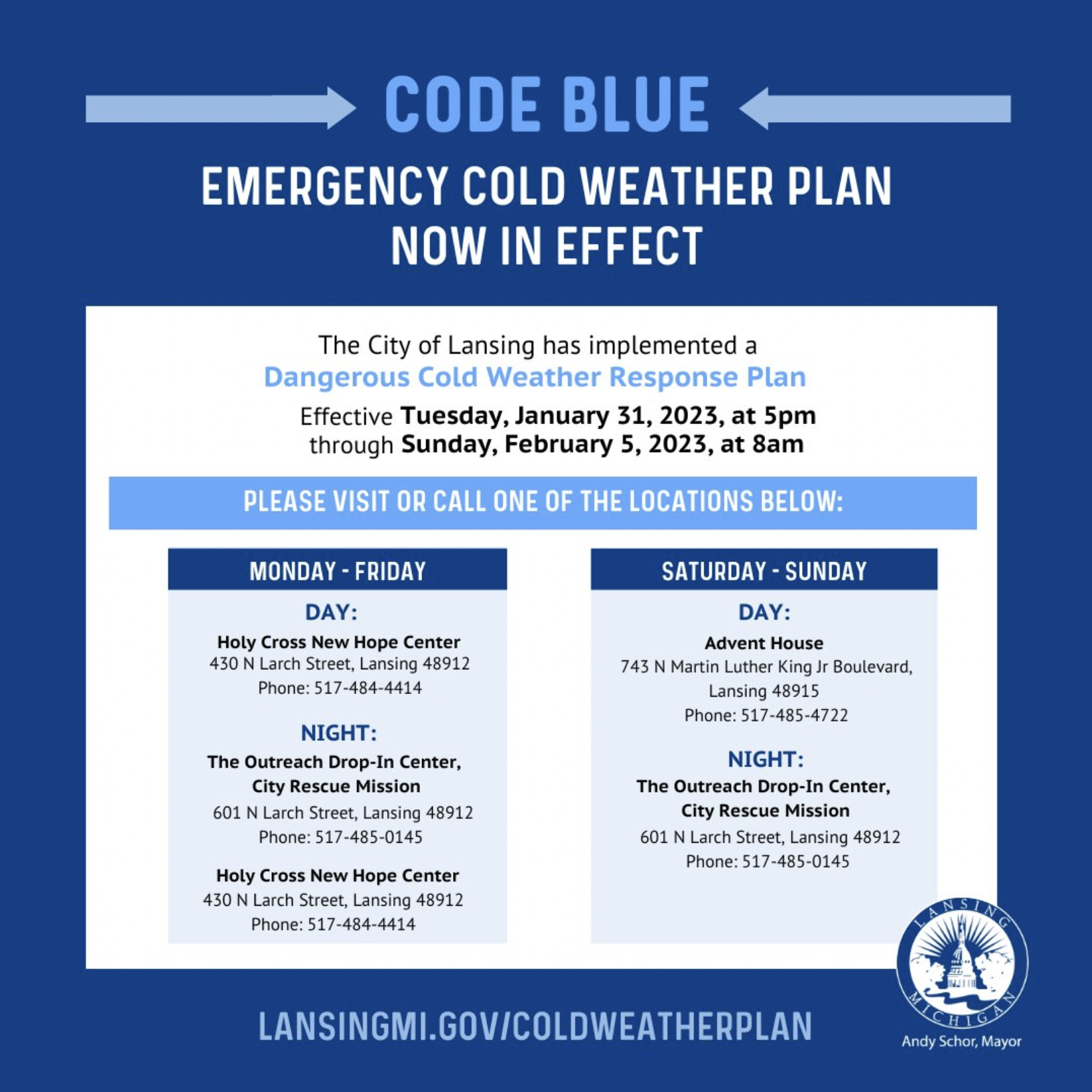 City of Lansing Code Blue