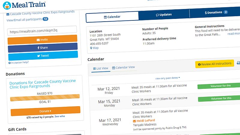 "Meal Train" aims to help COVID vaccine clinic workers