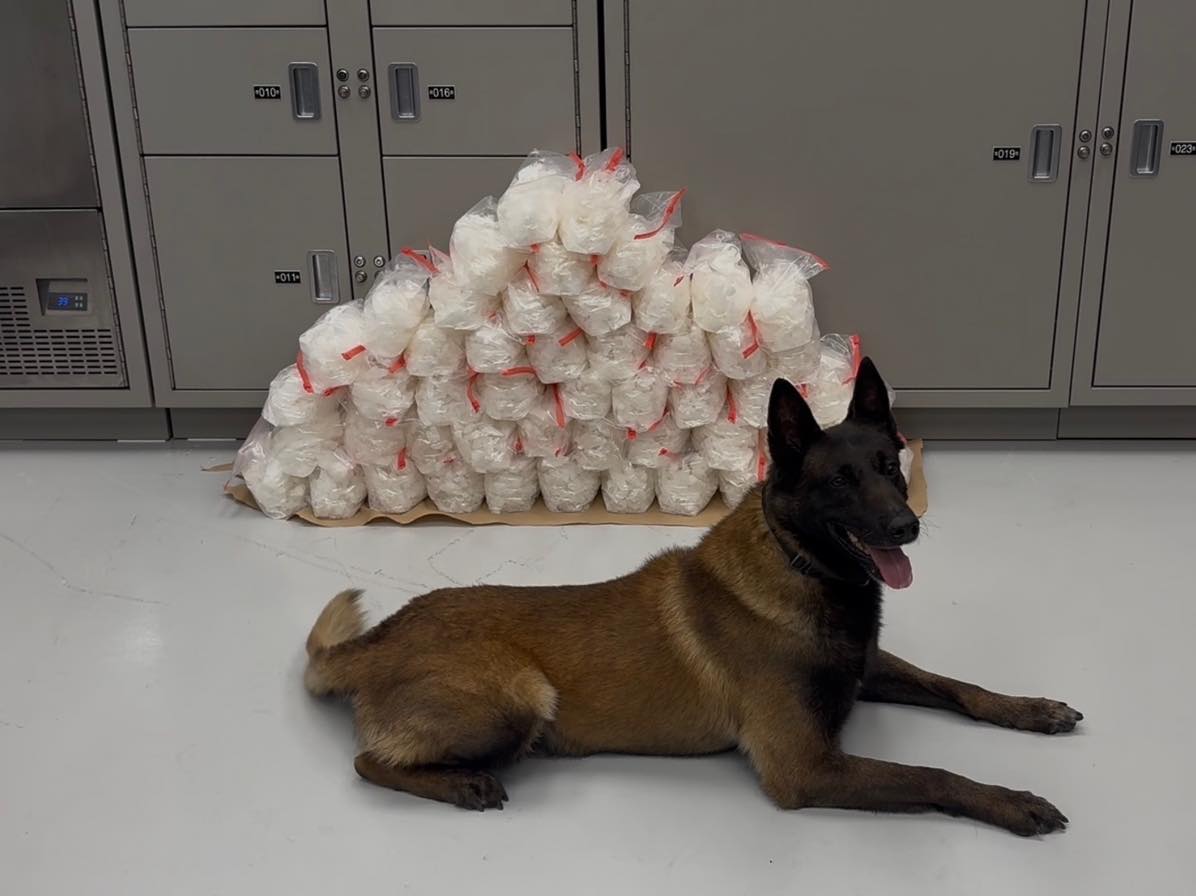 100 pounds of methamphetamine seized by Mesquite Police canine and handler