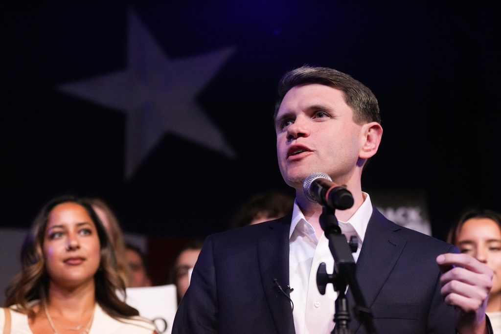 Texas state Rep. James Talarico, D-Austin, a Democratic candidate for the U.S. Senate, speaks at a primary election watch party Tuesday, March 3, 2026, in Austin, Texas. 