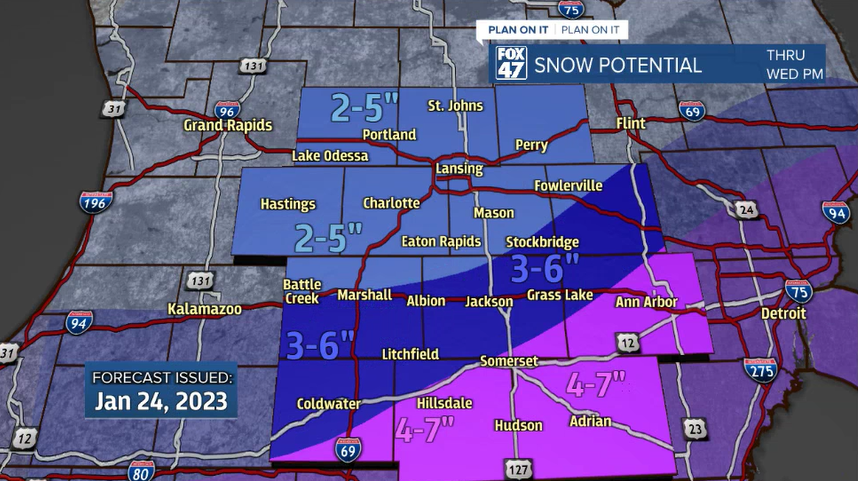 Snow map January 24th