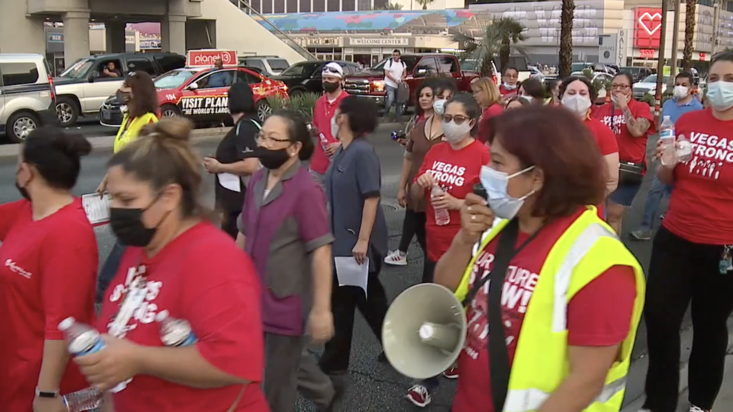 FILE: Culinary Workers Union members protesting.