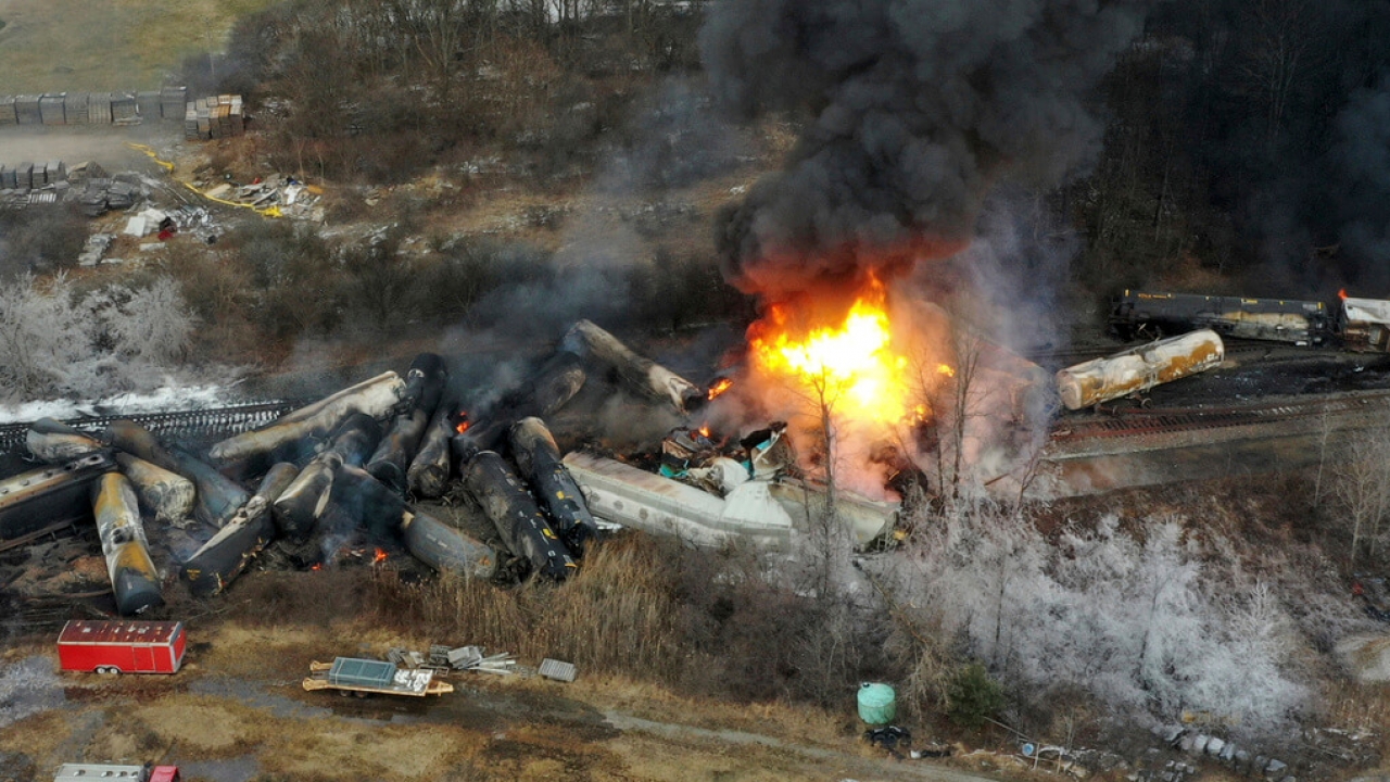 A Norfolk Southern train derailed in East Palestine, Ohio