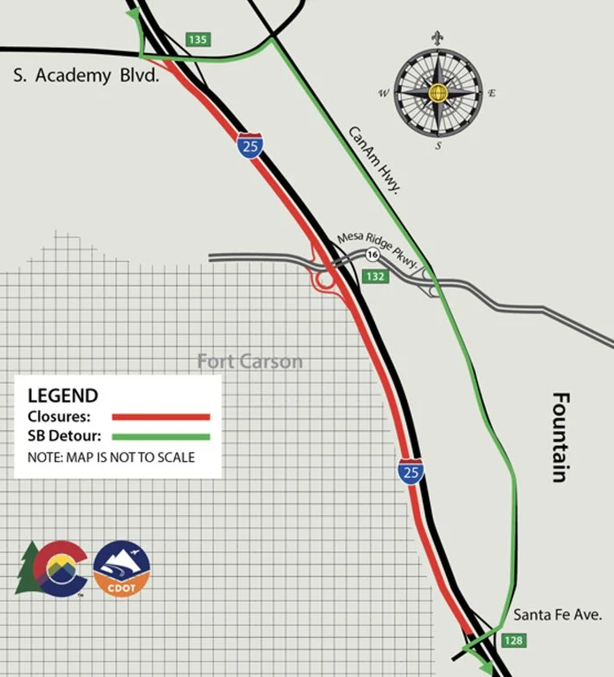 Southbound I-25 Closure