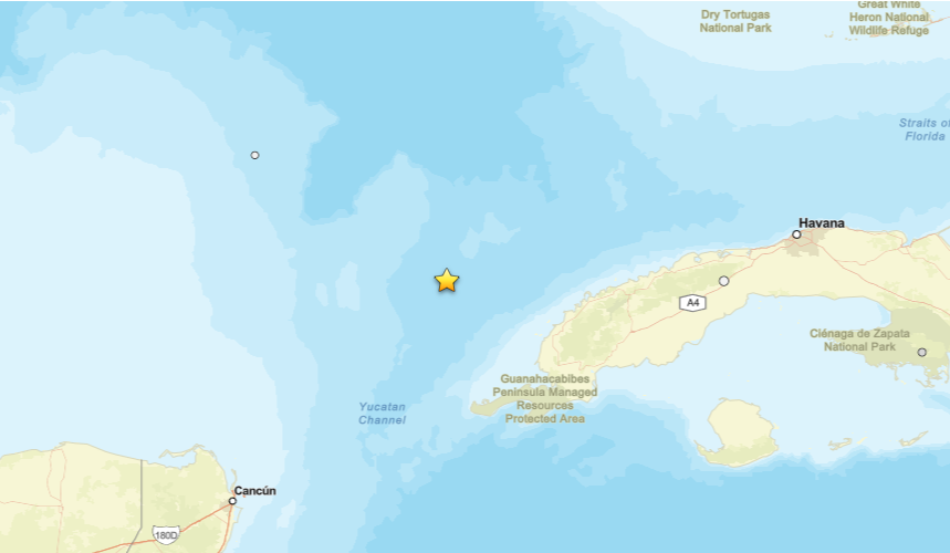 Earthquake of coast of Cuba