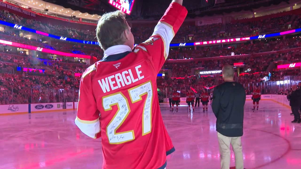 WPTV First Alert Weather chief meteorologist Steve Weagle was honored at the Philadelphia Flyers versus Florida Panthers hockey game on Nov. 26, 2025.