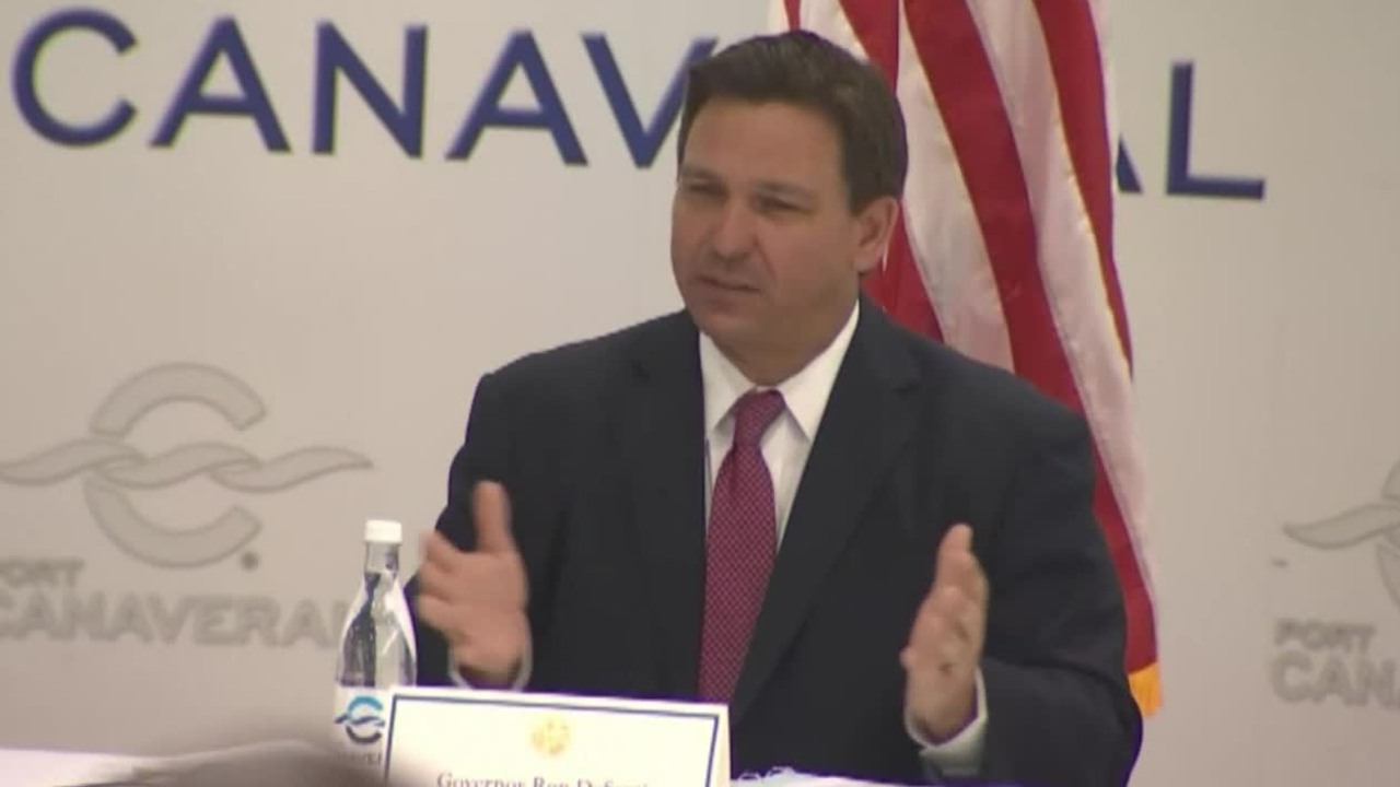 Florida Gov. Ron DeSantis speaks at Port Canaveral on March 26, 2021.jpg