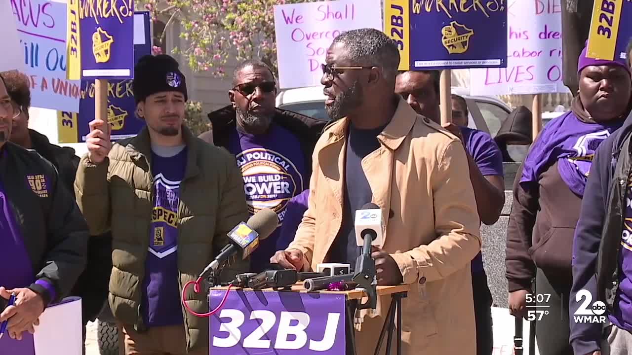 Baltimore security officers go on strike over claims of fired workers
