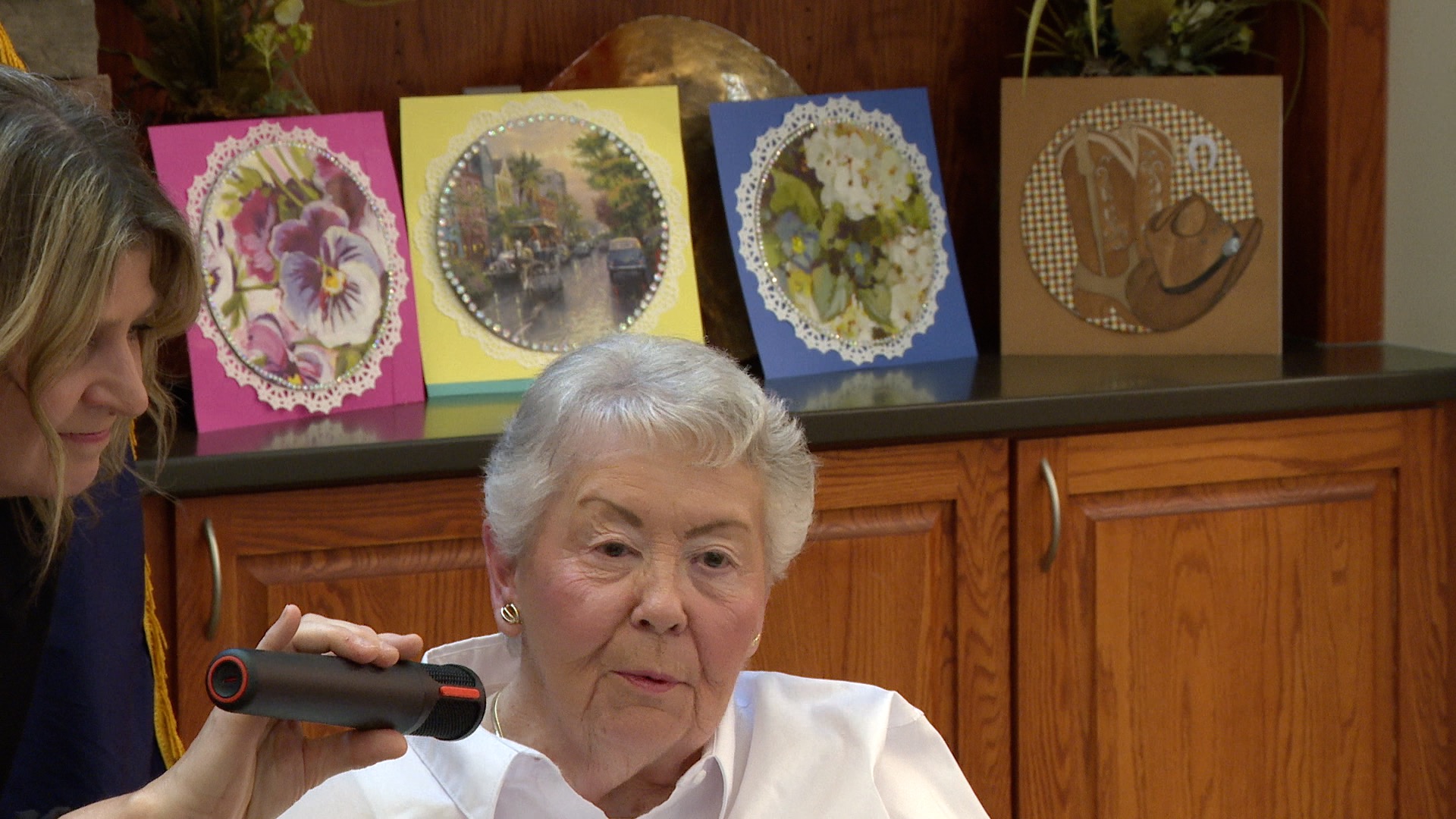 Frieda Newbacher speaks at Medilodge of Okemos