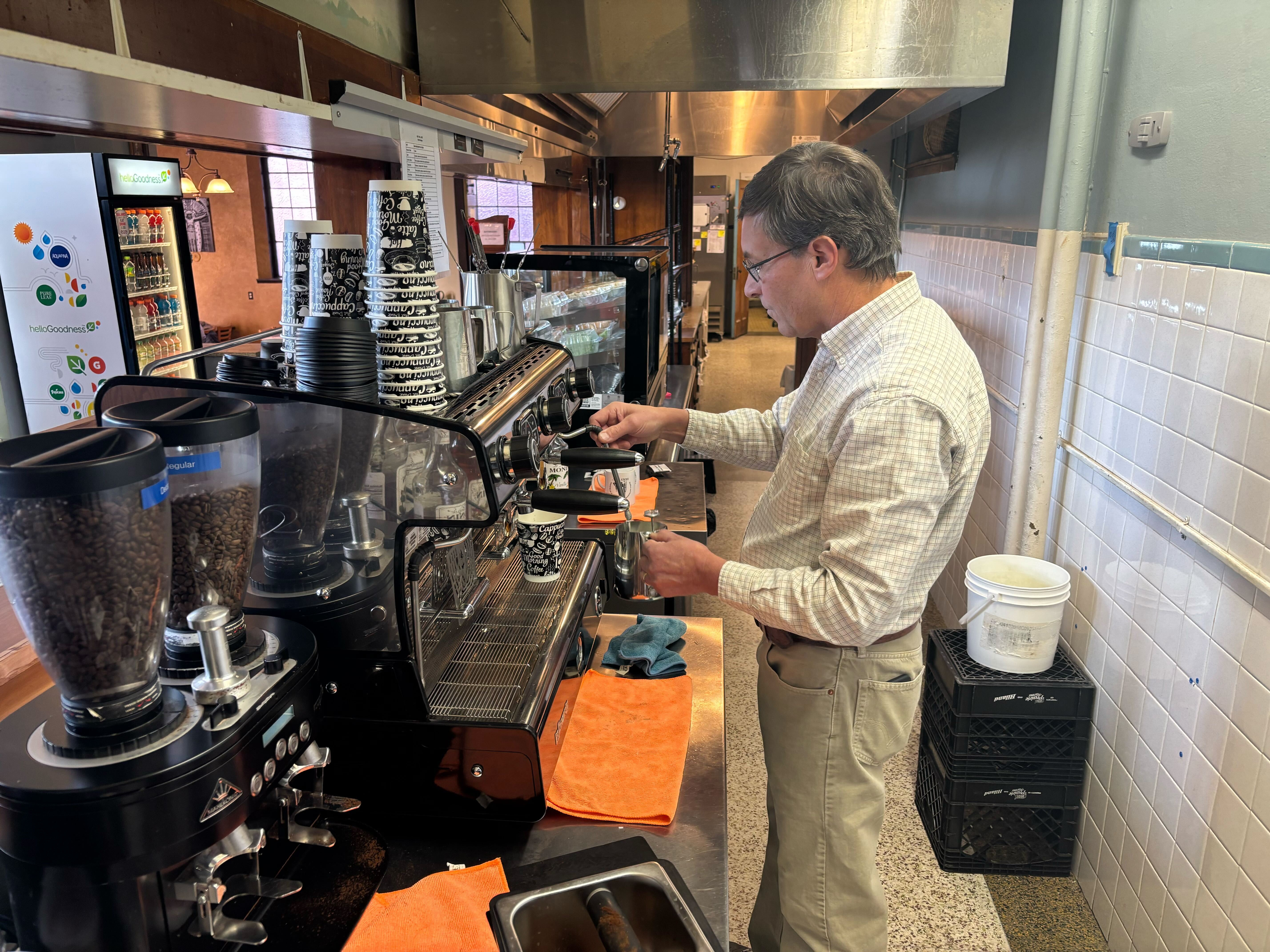 Washington County Farmer Joe Hertel works at Holy Hill Cafe