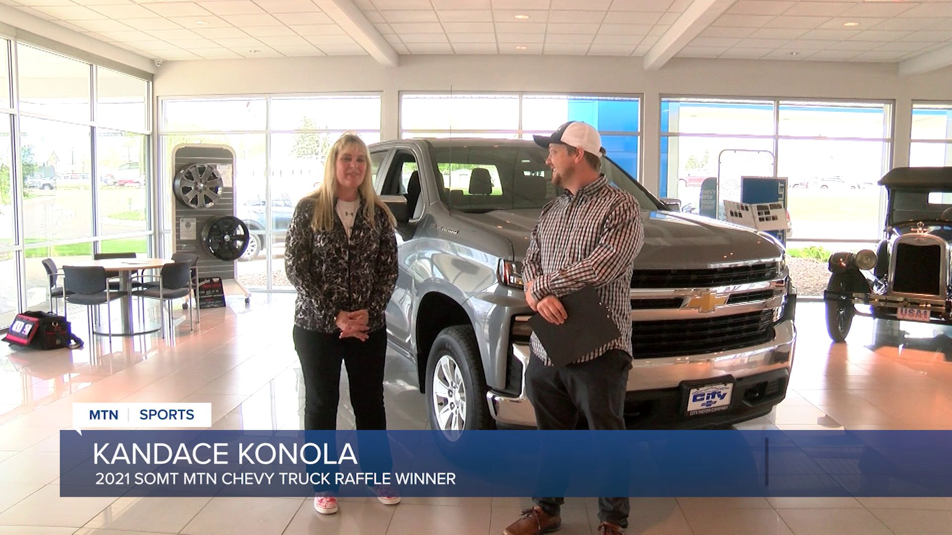 Kandace Konola of Butte with MTN reporter Tom Wylie