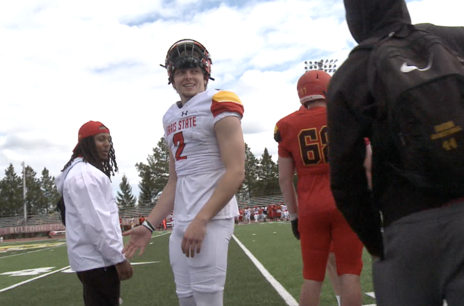 Evan Cummins smiles after a touchdown pass