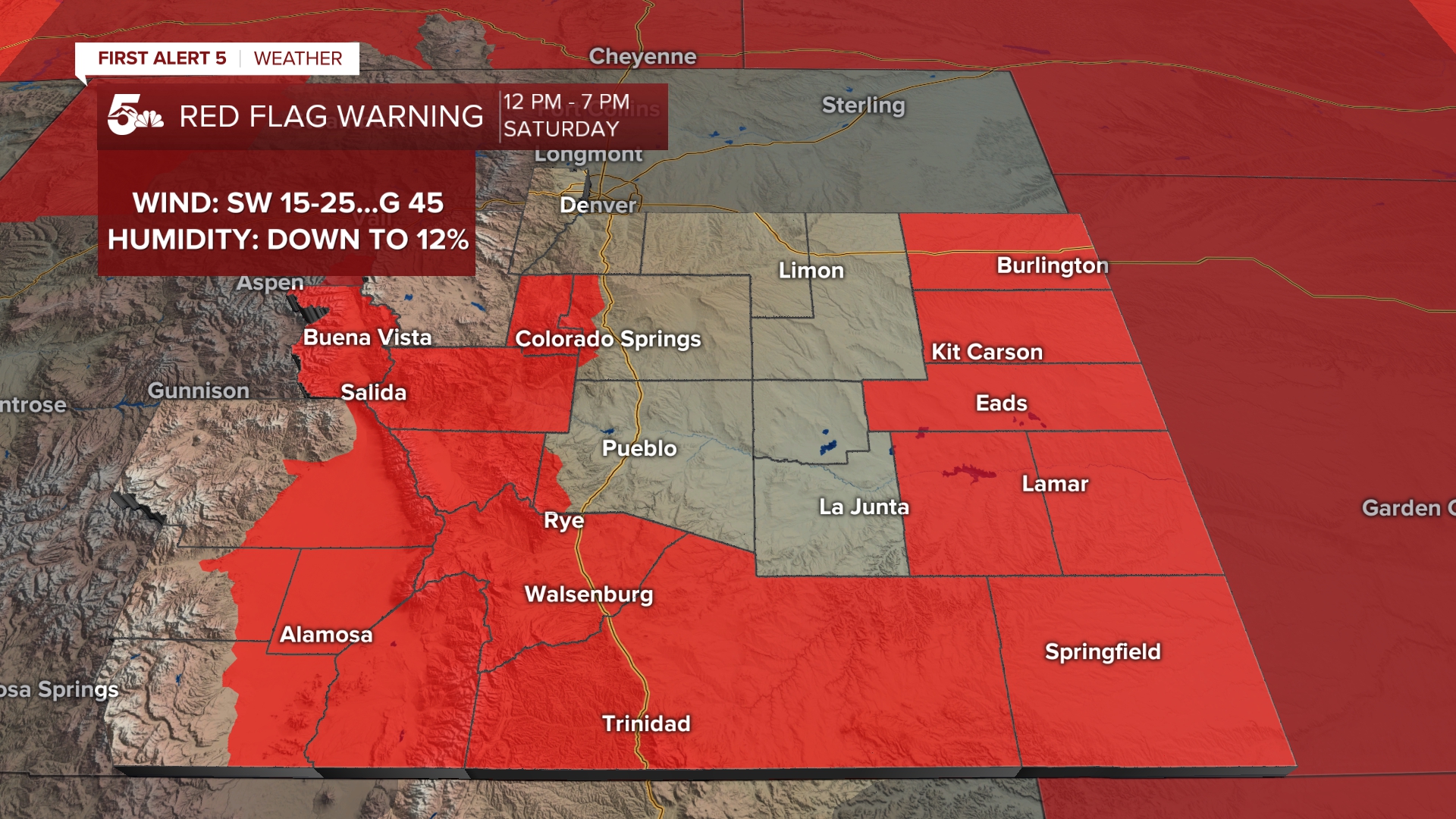 Red Flag Warnings in southern Colorado on March 26th, 2026