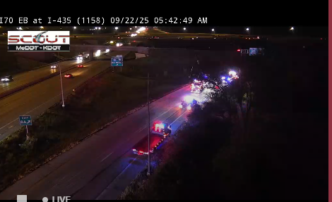 Semi overturned I-70EB to I-435SB 