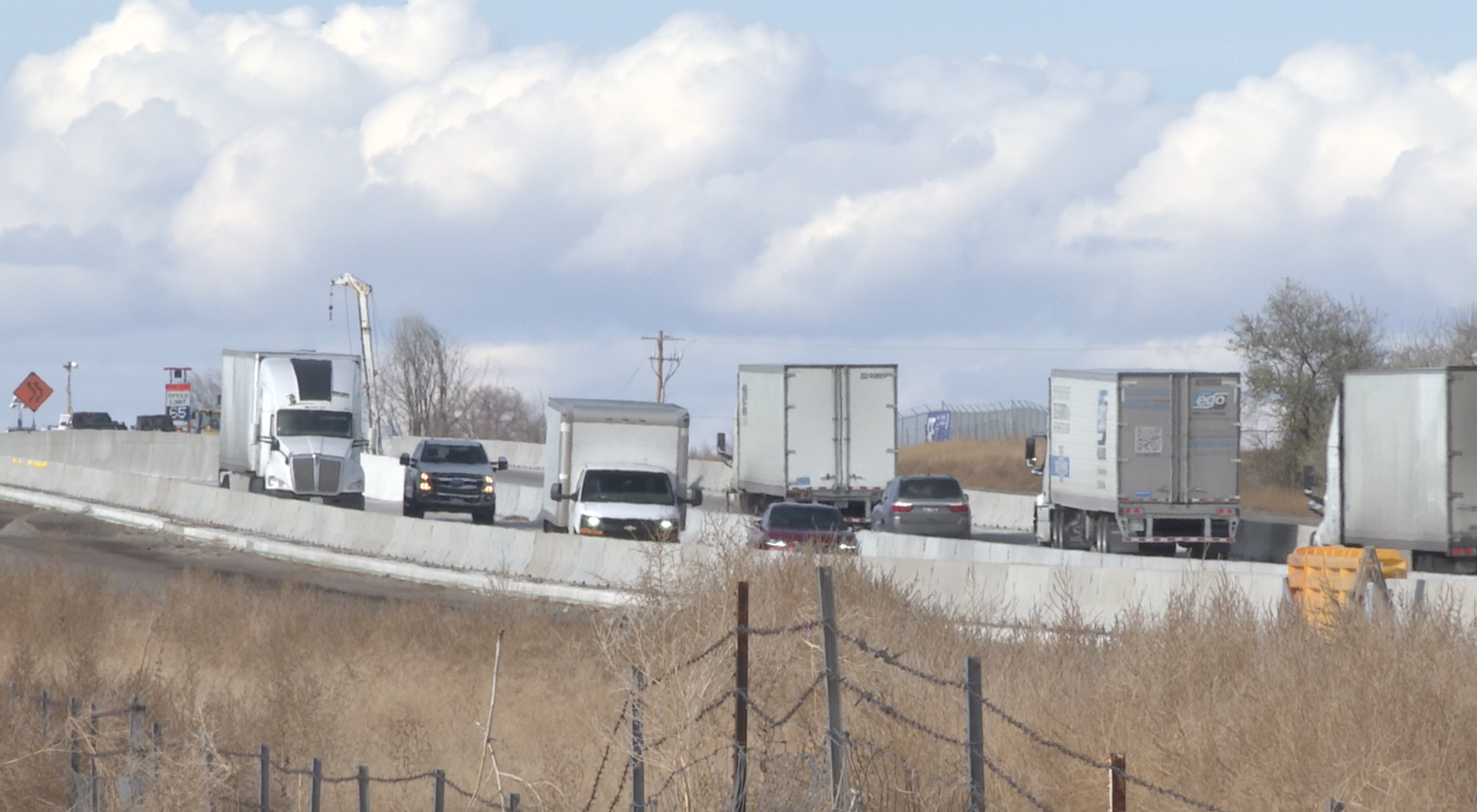 Traffic passes through the construction zone on I-84 between Twin Falls and Jerome 