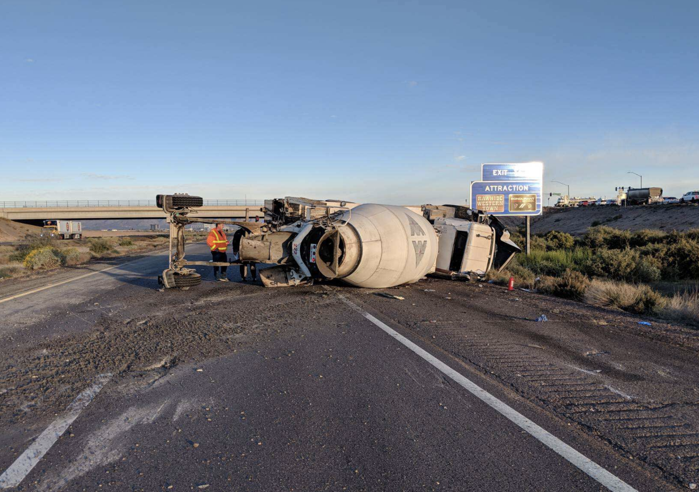 Cement truck rollover Queen Creek Rd