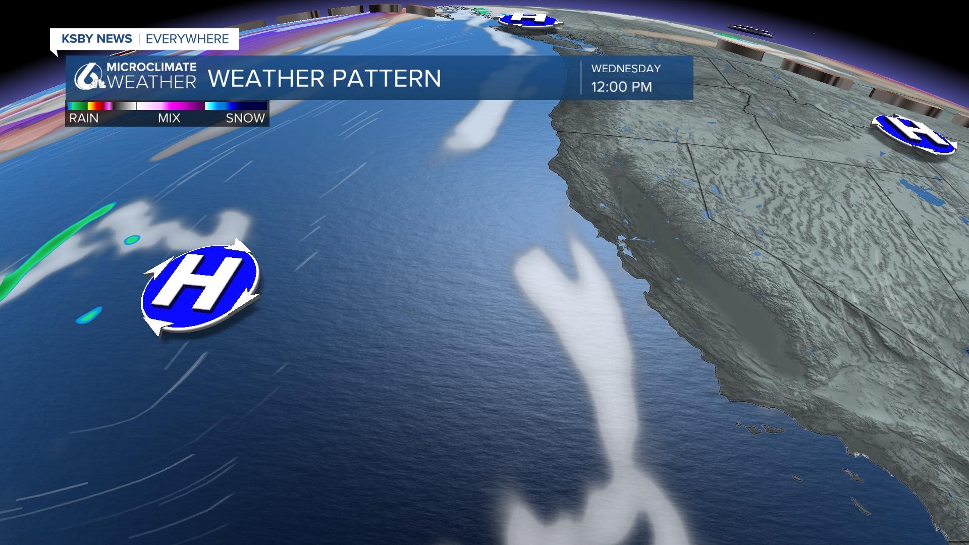 High pressure over the Pacific 