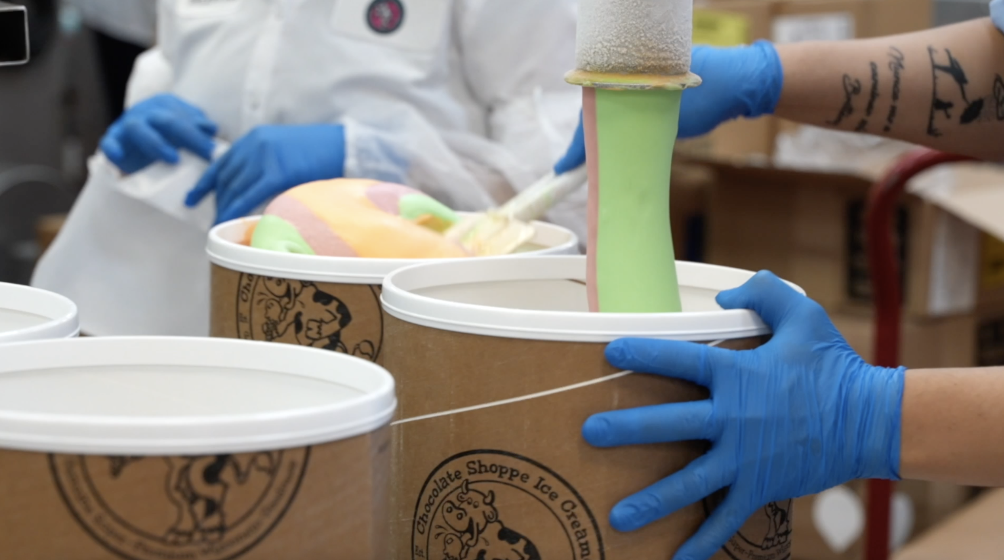 Green and purple ice cream.