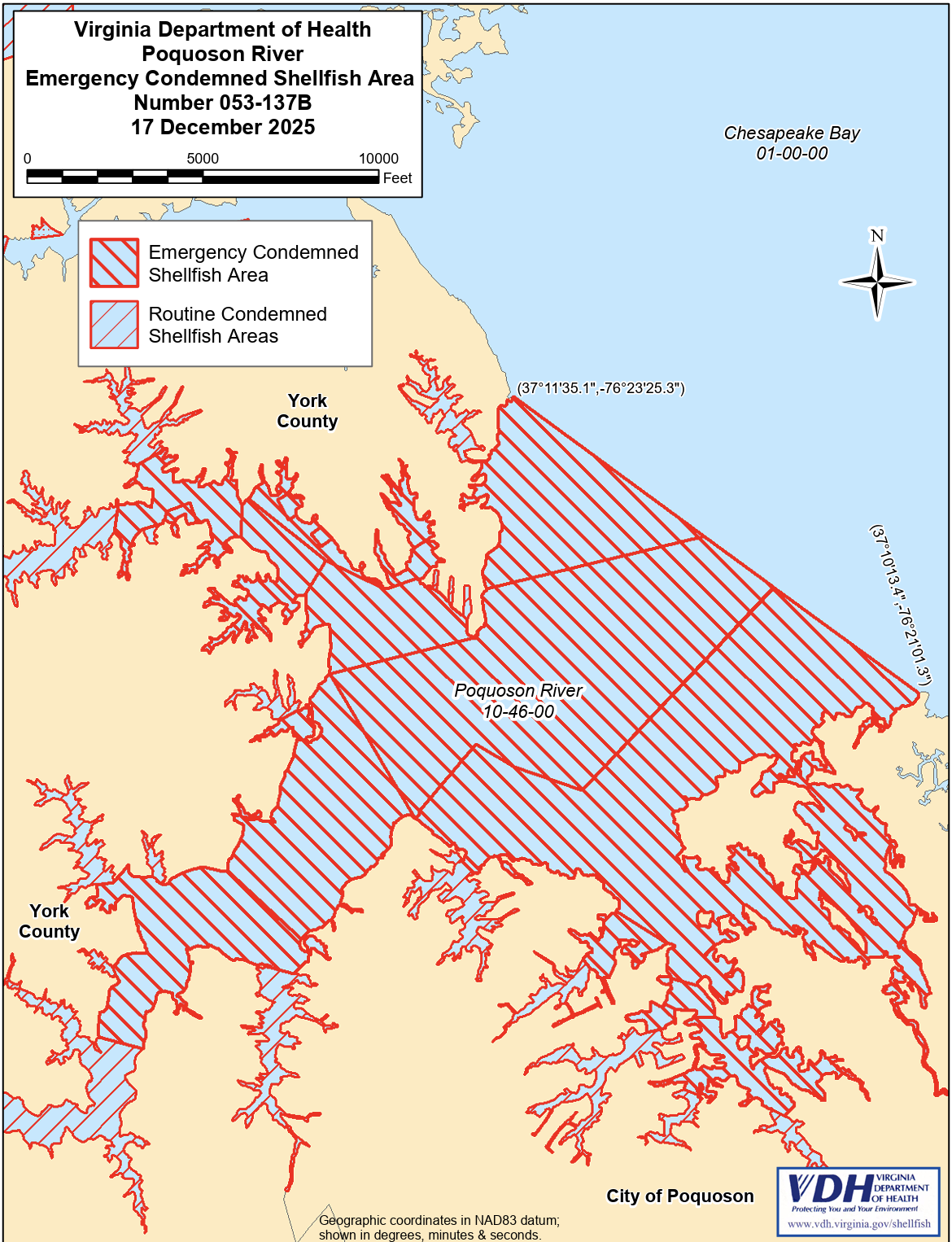 Poquoson River shellfish advisory