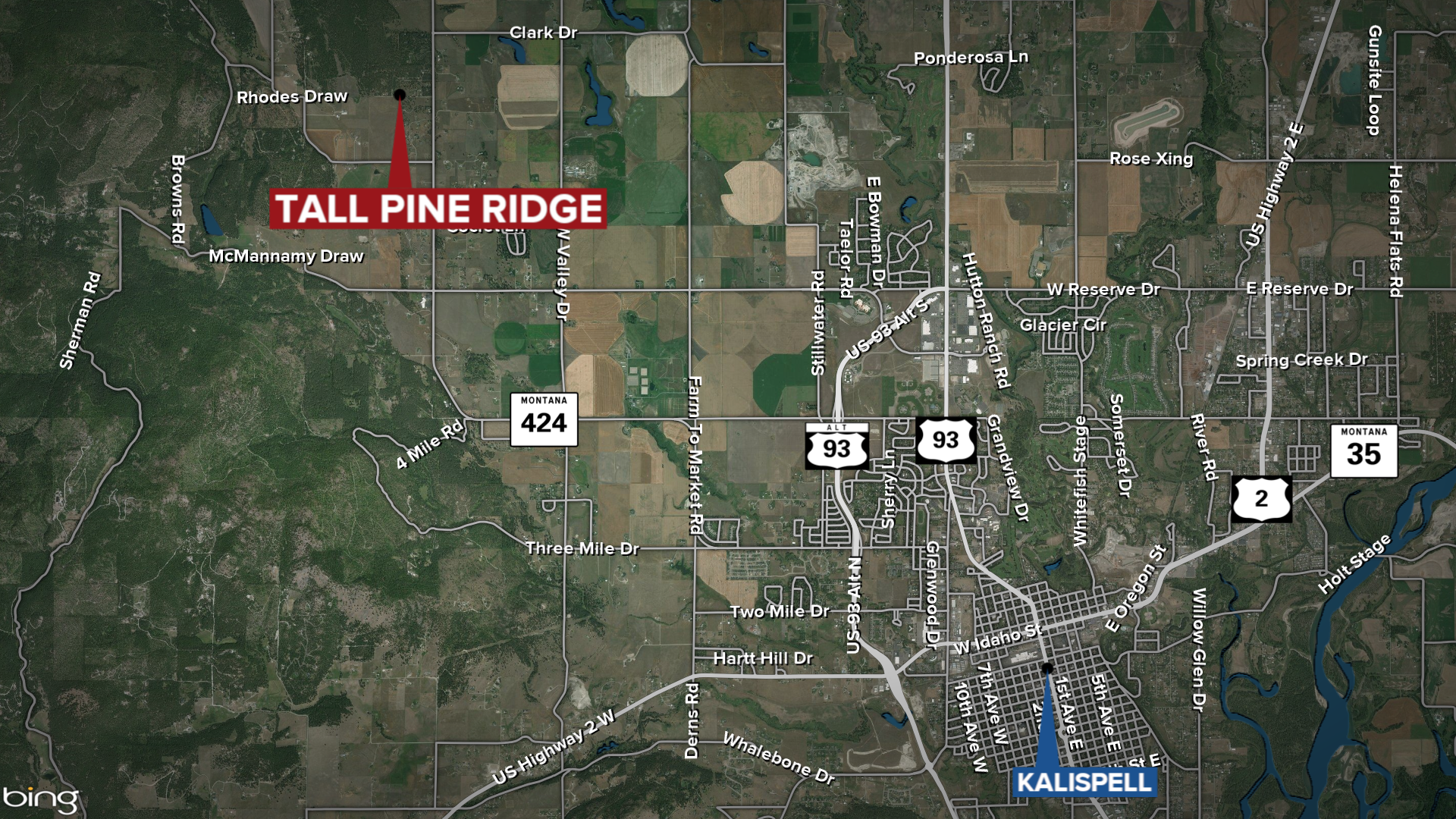Tall Pine Ridge Fire Kalispell Map