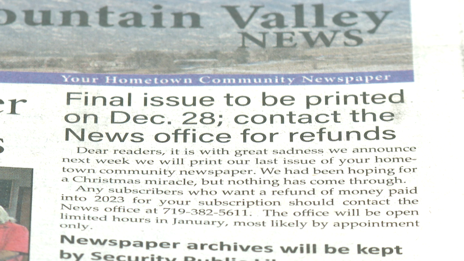 The El Paso County Advertiser & News final edition