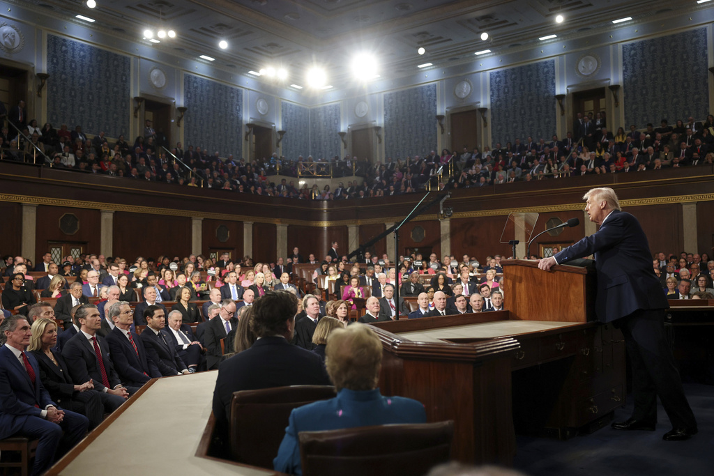 President Donald Trump addresses a joint session of Congress at the Capitol in Washington, Tuesday, March 4, 2025.
