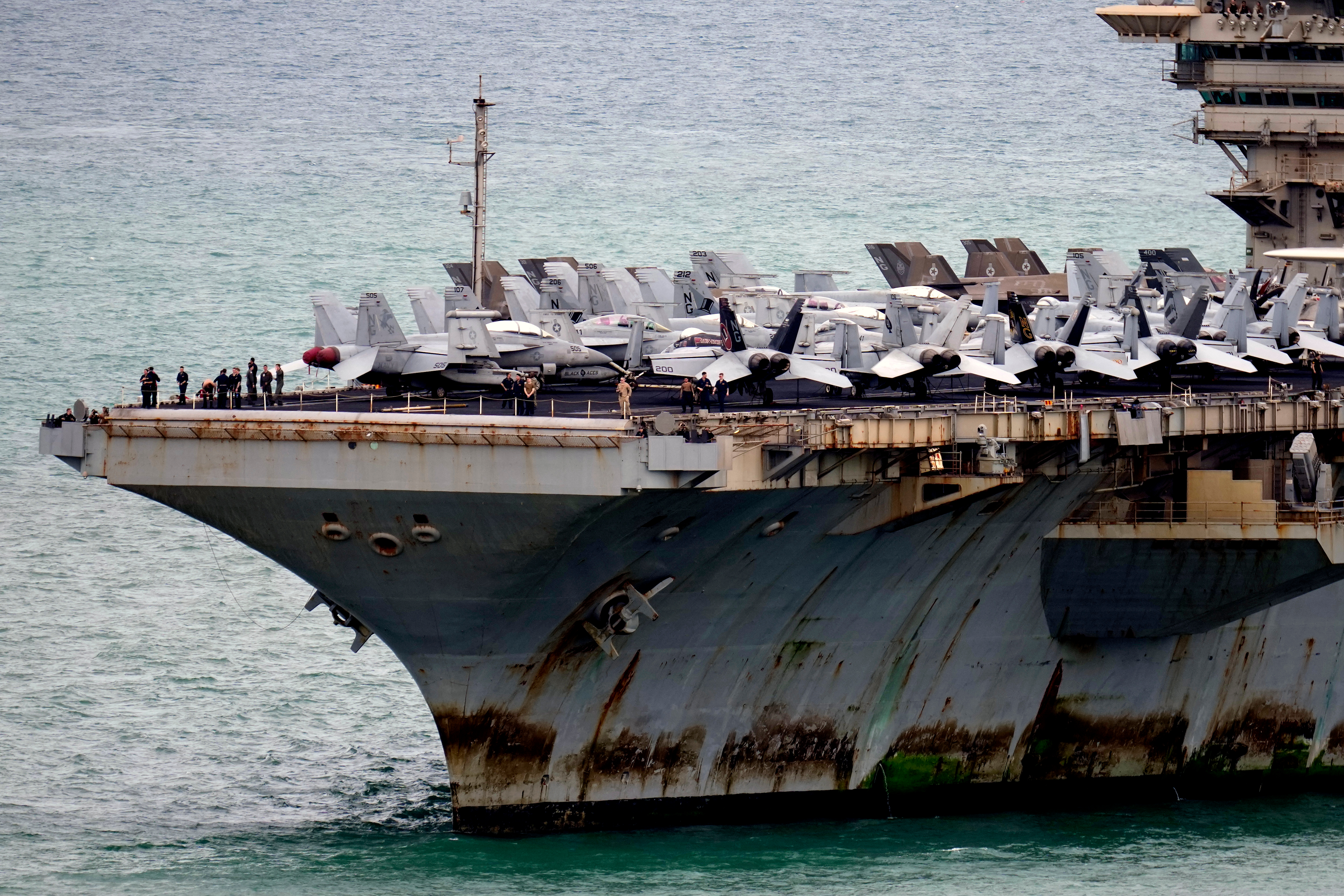 The U.S. Navy aircraft carrier USS Abraham Lincoln arrives at the port in Laem Chabang, Chonburi, Thailand, Wednesday, Sept. 2, 2026.