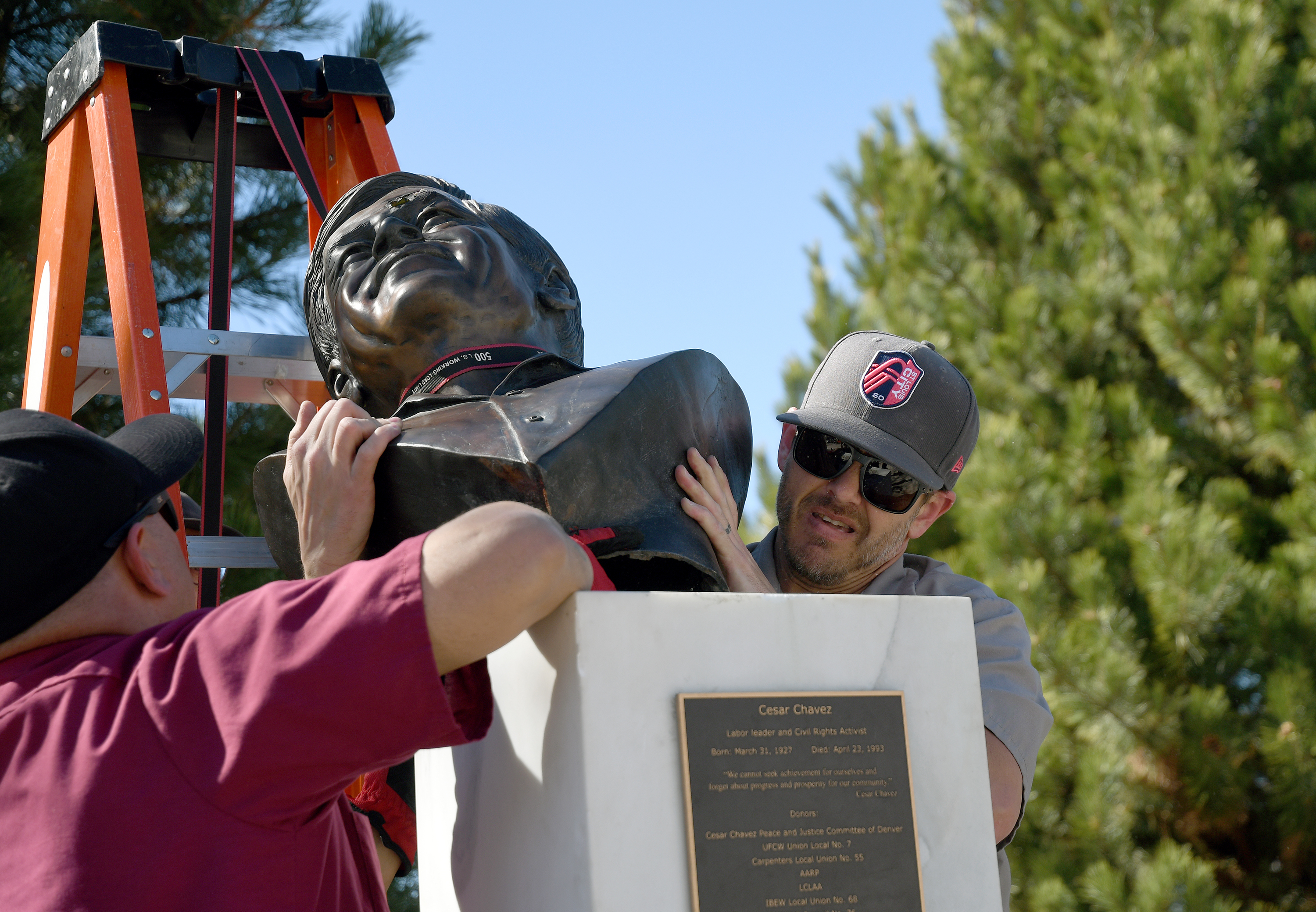 Denver cesar chavez bust being removed_march 19 2026.jpg