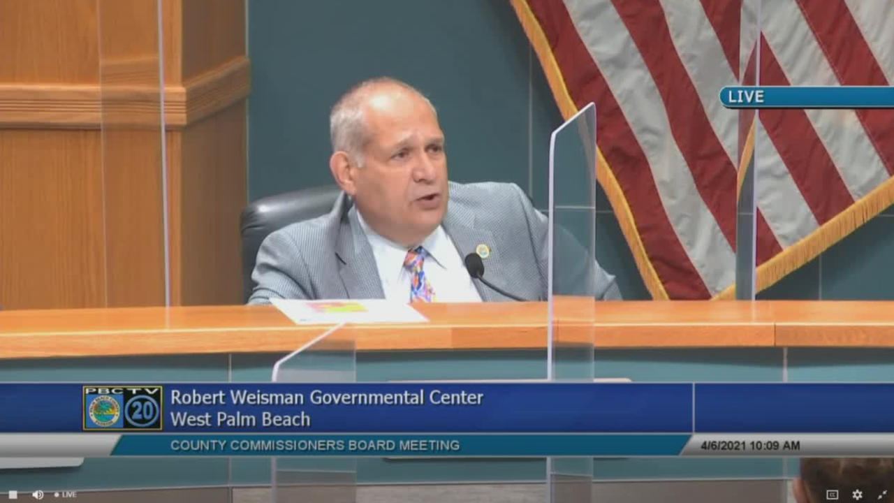 Palm Beach County Vice Mayor Robert Weinroth speaks at a county commission meeting on April 6, 2021.jpg