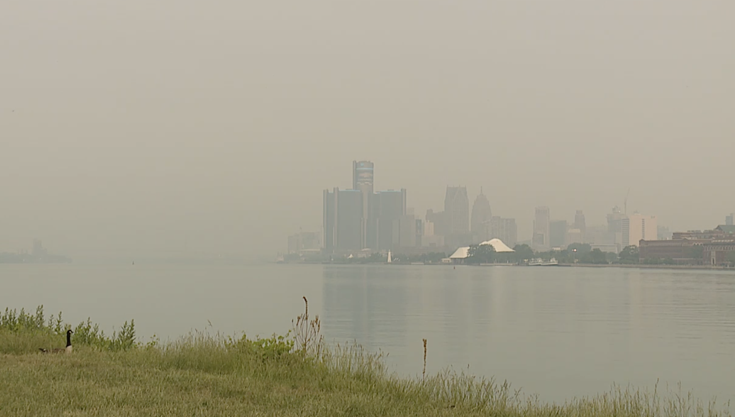 Smoky Detroit skyline