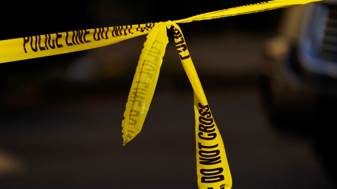 Tape cordons off a crime scene.