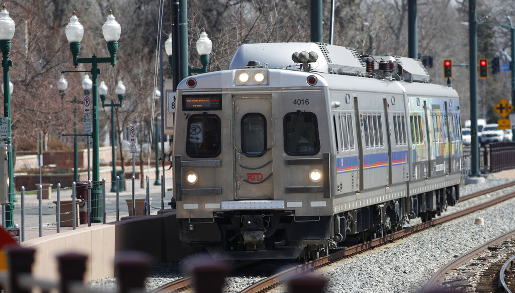 arvada, colo., rtd light rail train, r m