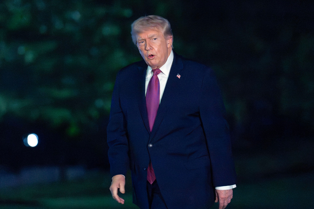 President Donald Trump walks on the South Lawn upon his arrival to the White House, Friday, April 17, 2026.