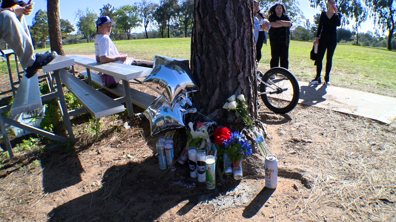 A memorial at the North Clairemont Recreation Center in honor of the man who died in a shooting on Sunday.