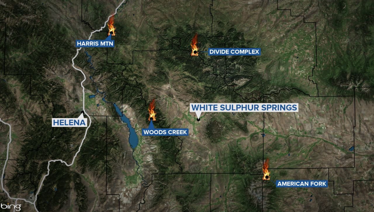 Several large fires burning