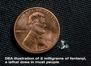 Amount of fentanyl that can kill