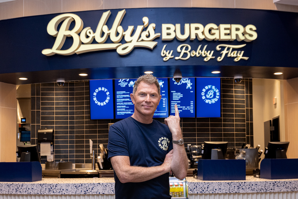 Bobby Flay at his newest Bobby's Burgers location at Harrah's