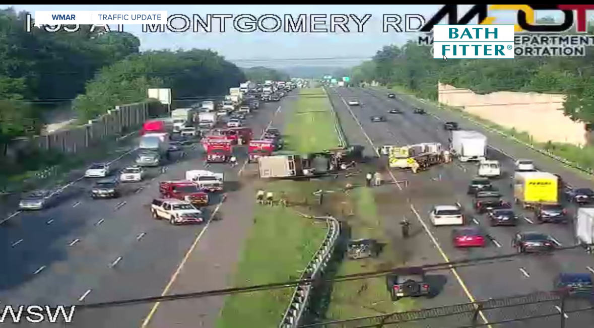 Tractor-trailer overturned on SB I-95 between I-195 and MD-100
