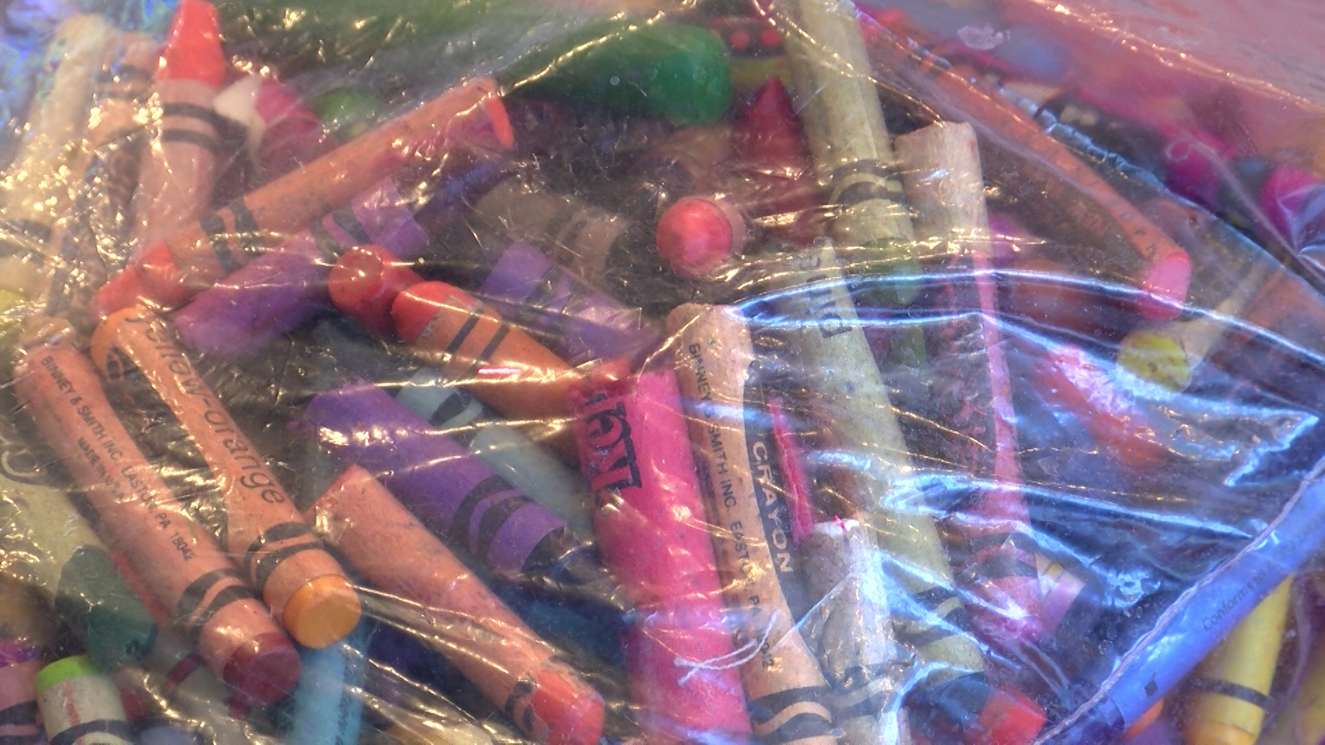 Crayons in a bag