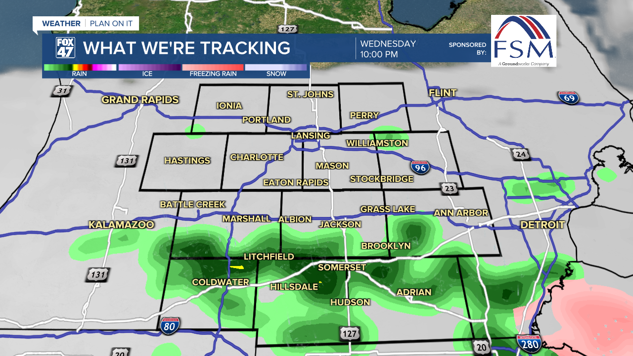 A few showers possible late Wednesday with no major impacts expected