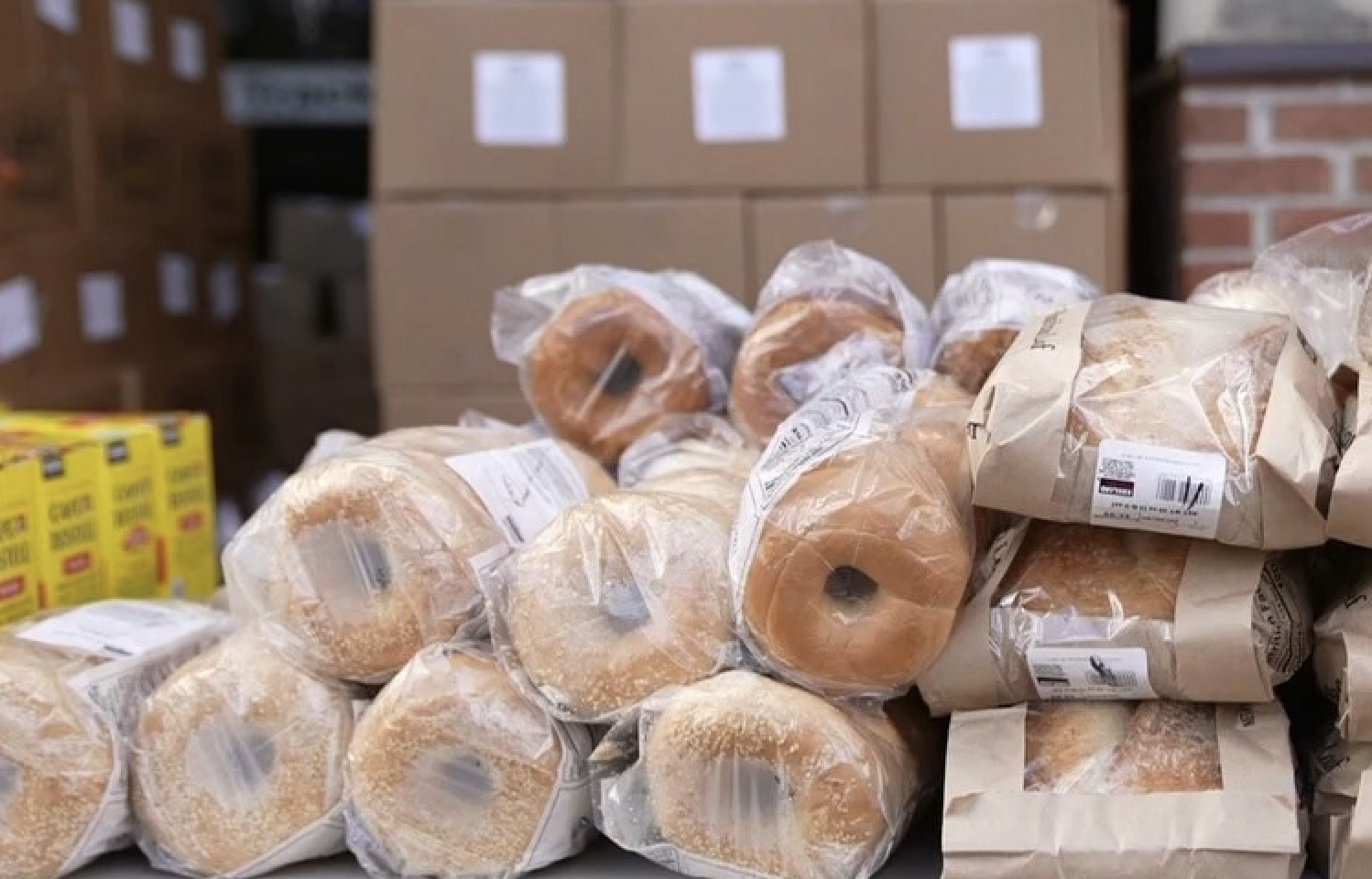 The Capital Area Food Bank puts out bread for federal workers in need. 