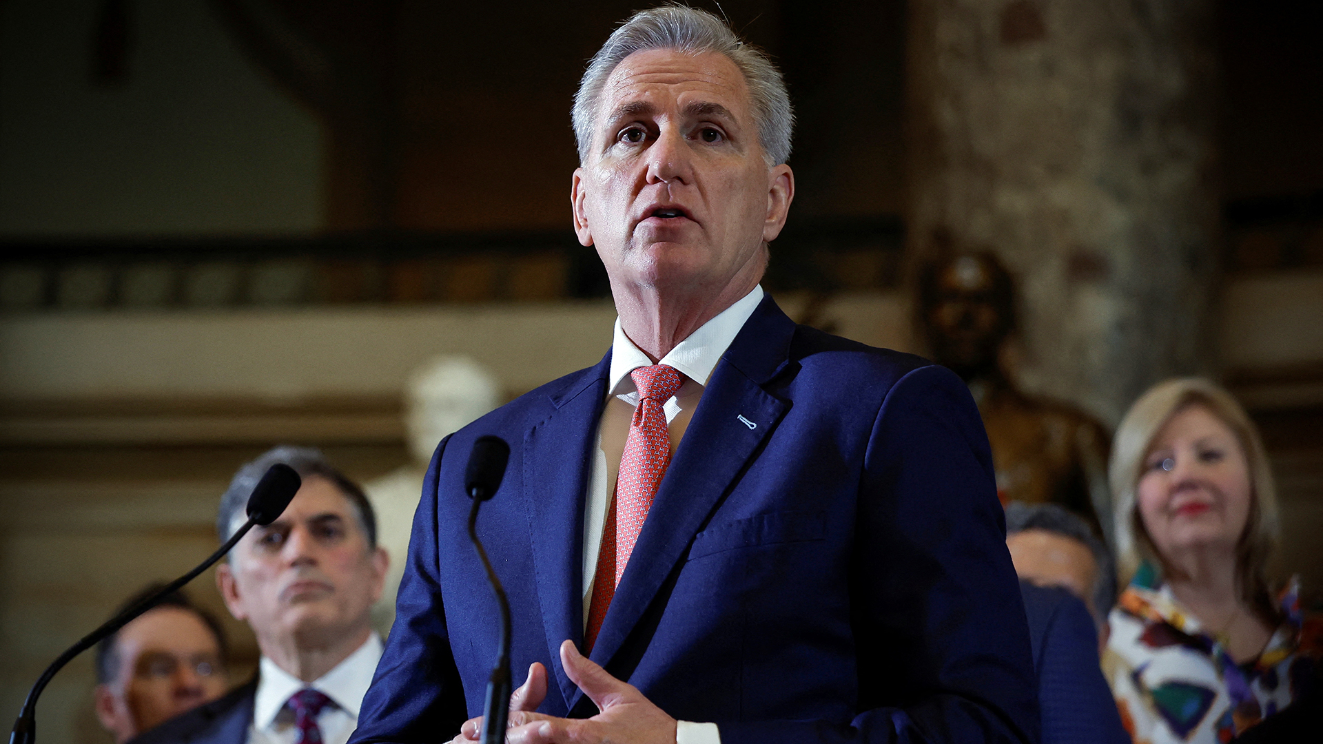House Speaker Kevin McCarthy (R-CA) hosts a bill enrollment ceremony for legislation blocking the enactment of a DC Criminal Code Revision