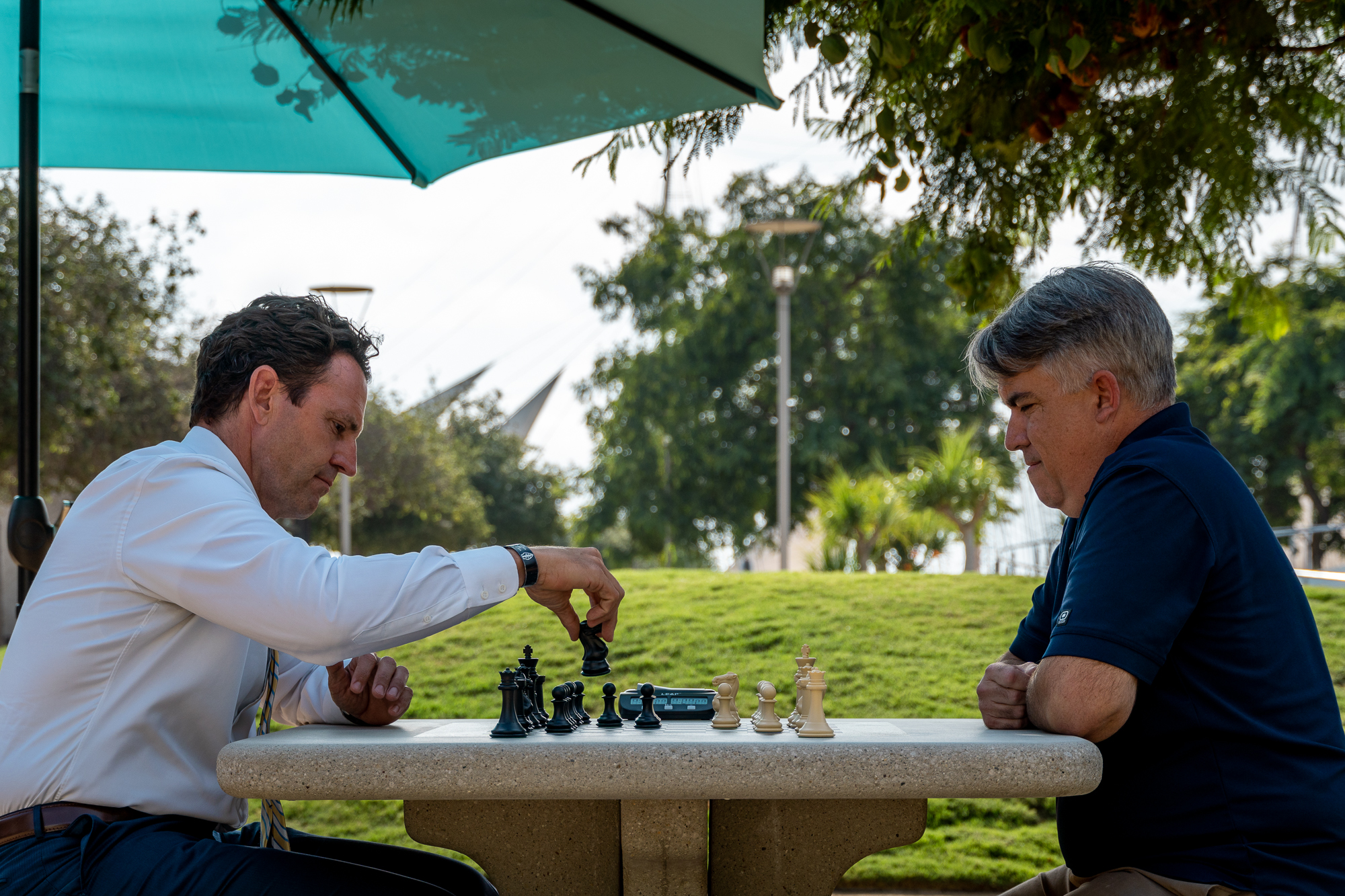 New community chess tables installed at Waterfront Park