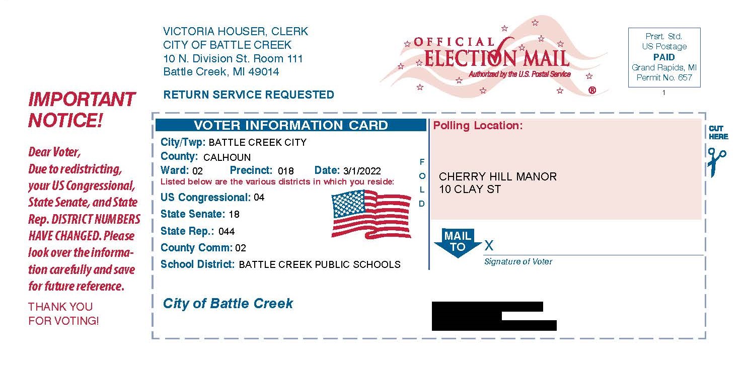 Battle Creek New Voter ID Cards