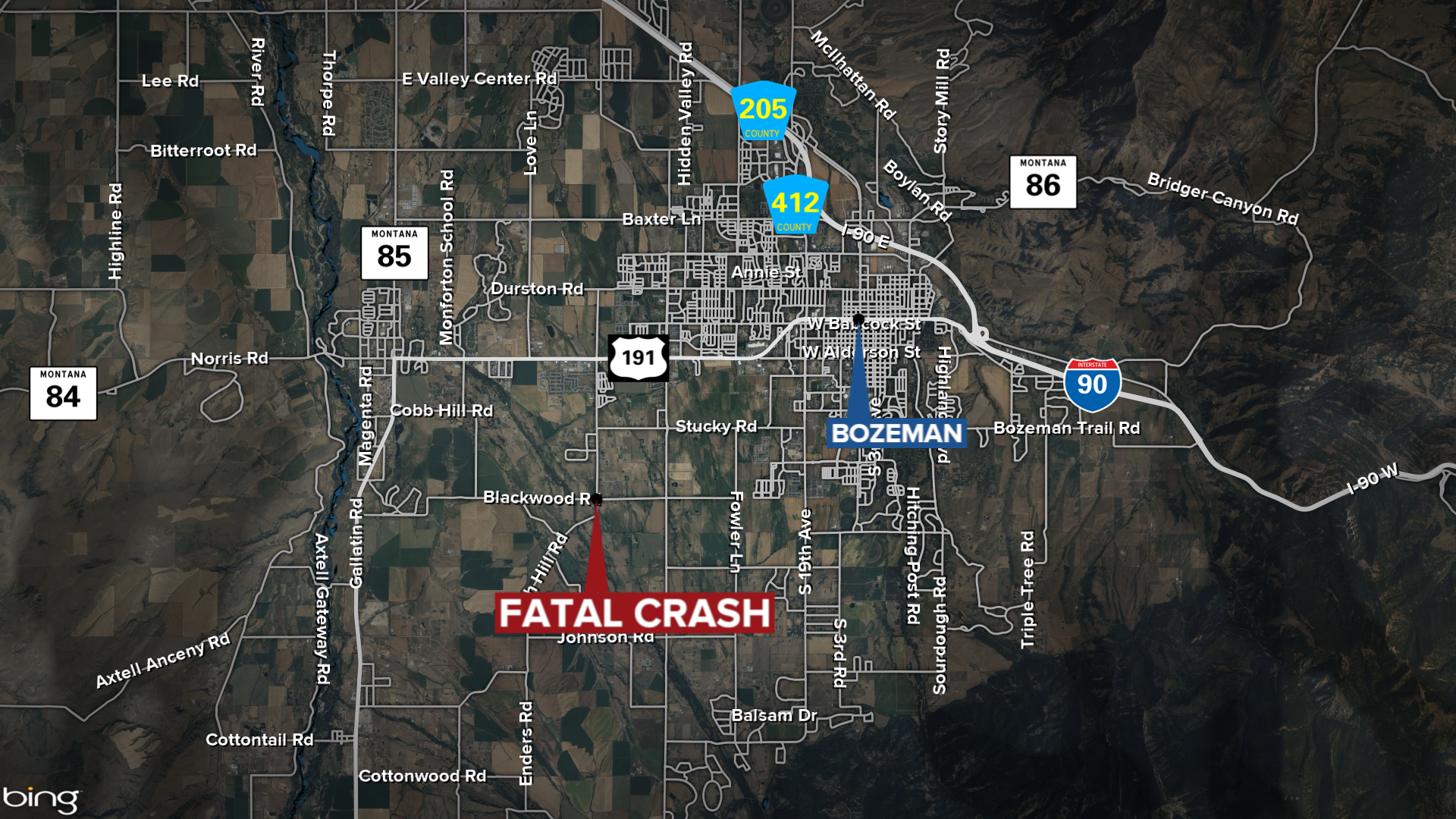 Bozeman Fatal Crash Map
