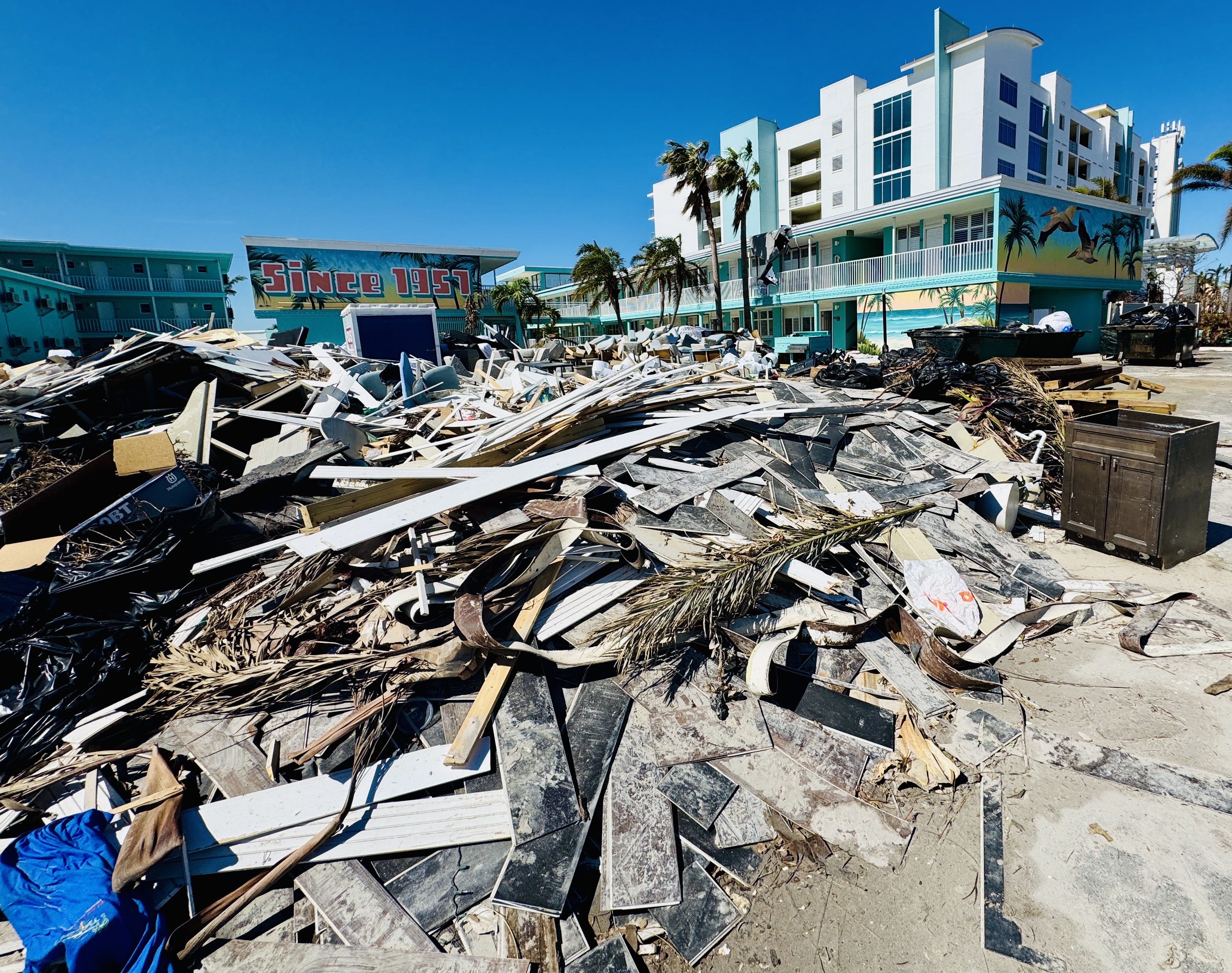 Debris from Hurricane Helene piled up on Treasure Island.