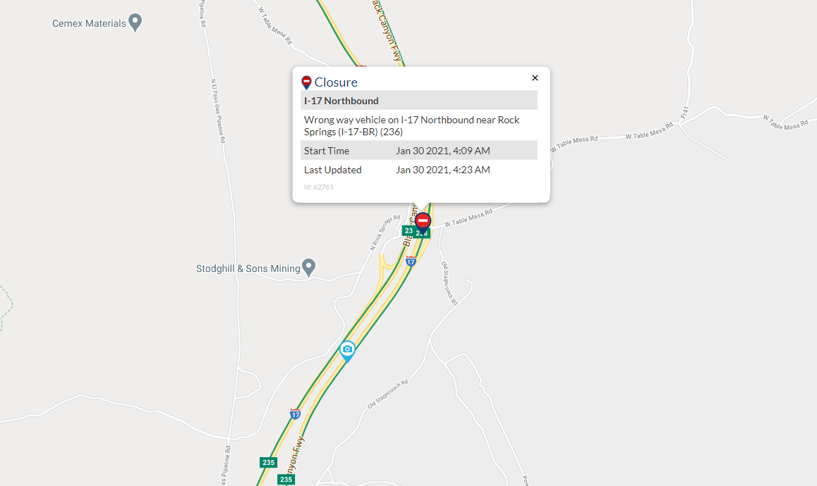 I-17 Table Mesa Road wrong-way crash