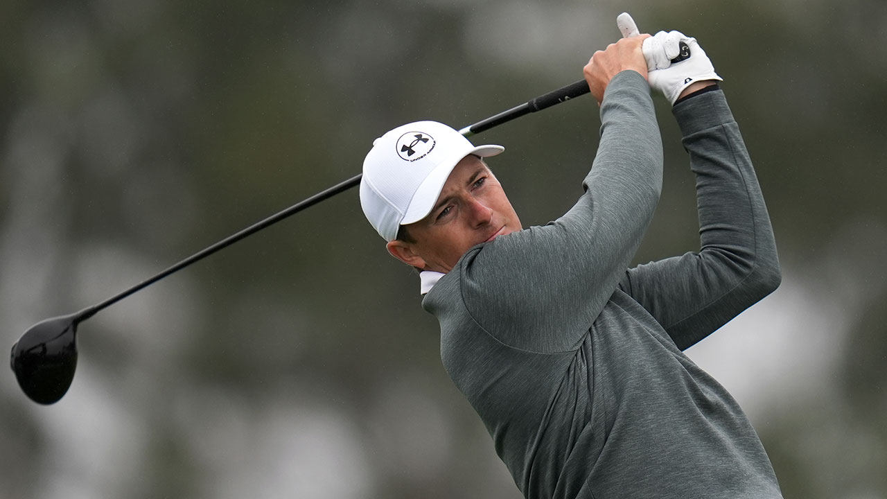 Jordan Spieth hits his tee shot on the second hole of the South Course at Torrey Pines during the first round of the Genesis Invitational golf tournament Thursday, Feb. 13, 2025, in San Diego.