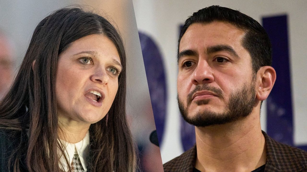 This combination of images shows Rep. Haley Stevens, D-Mich, left, and Abdul El-Sayed, a progressive candidate in the Democratic primary for U.S. Senate in Michigan.