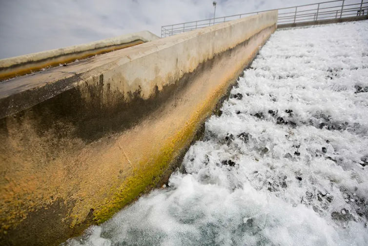 A cascade aerator at a Texas wastewater plant. Nearly 50 water utilities around Texas have reported levels of PFAS chemicals that exceed a new federal limit.